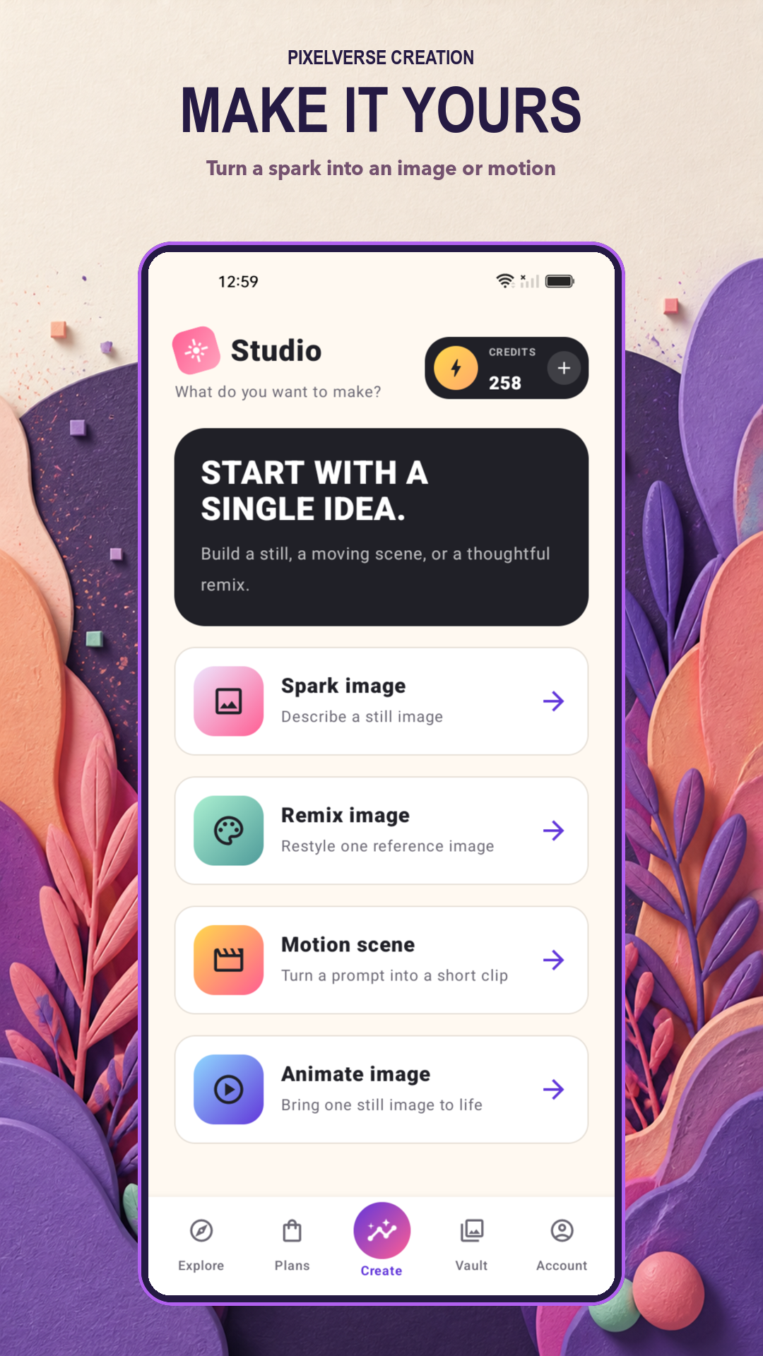 PixelVerse Creation 4 Studio Modes Interface